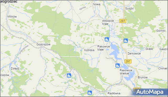 mapa Kotliska gmina Lwówek Śląski, Kotliska gmina Lwówek Śląski na mapie Targeo