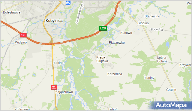 mapa Krępa Słupska, Krępa Słupska na mapie Targeo