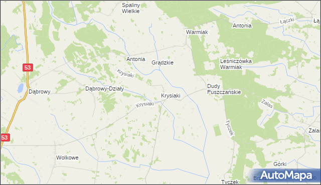 mapa Krysiaki gmina Myszyniec, Krysiaki gmina Myszyniec na mapie Targeo