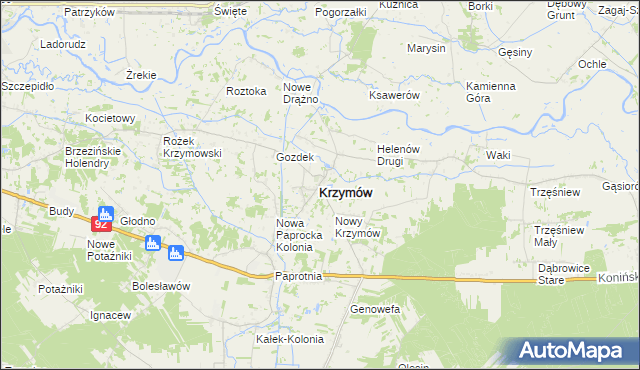 mapa Krzymów powiat koniński, Krzymów powiat koniński na mapie Targeo