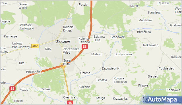 mapa Miklesz, Miklesz na mapie Targeo