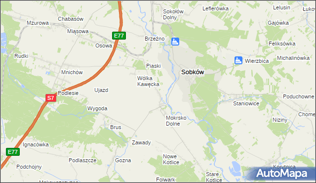 mapa Mokrsko Górne, Mokrsko Górne na mapie Targeo