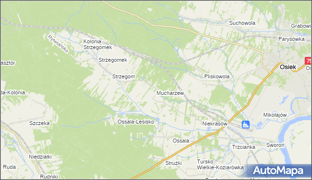 mapa Mucharzew, Mucharzew na mapie Targeo