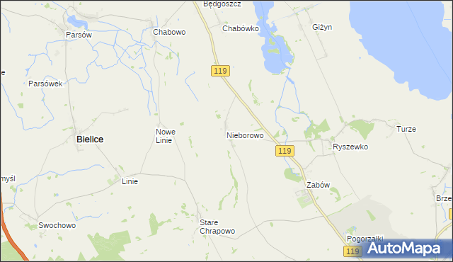 mapa Nieborowo, Nieborowo na mapie Targeo