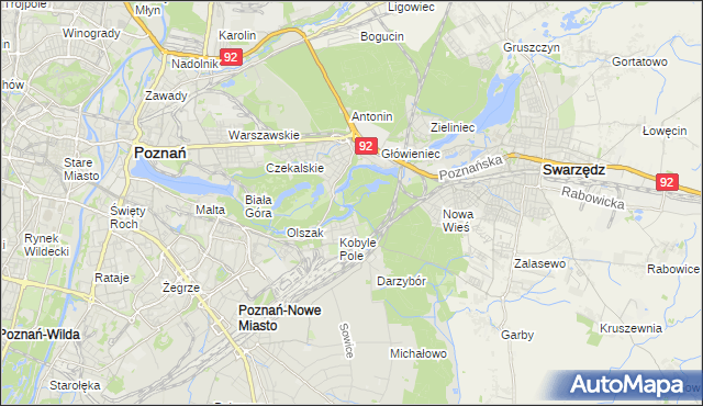 mapa Nowy Młyn gmina Poznań, Nowy Młyn gmina Poznań na mapie Targeo