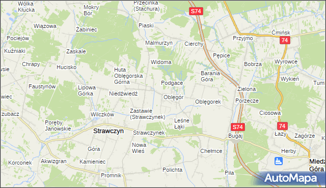 mapa Oblęgór, Oblęgór na mapie Targeo
