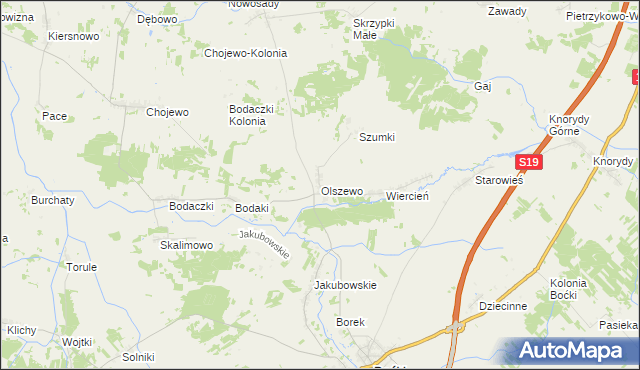 mapa Olszewo gmina Boćki, Olszewo gmina Boćki na mapie Targeo