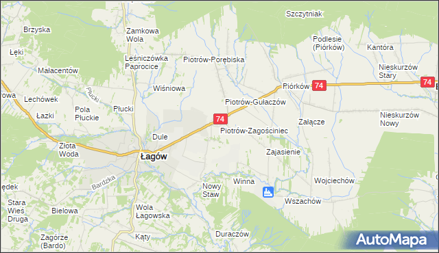mapa Piotrów-Zagościniec, Piotrów-Zagościniec na mapie Targeo