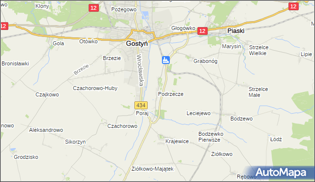 mapa Podrzecze gmina Piaski, Podrzecze gmina Piaski na mapie Targeo
