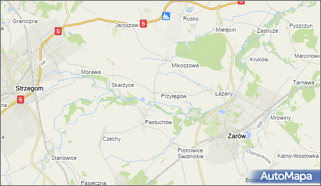 mapa Przyłęgów, Przyłęgów na mapie Targeo