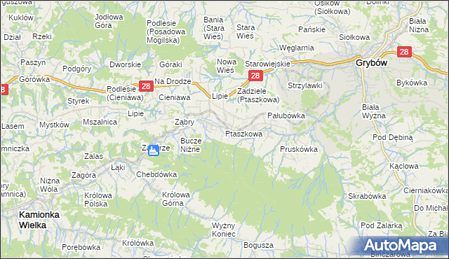 mapa Ptaszkowa, Ptaszkowa na mapie Targeo