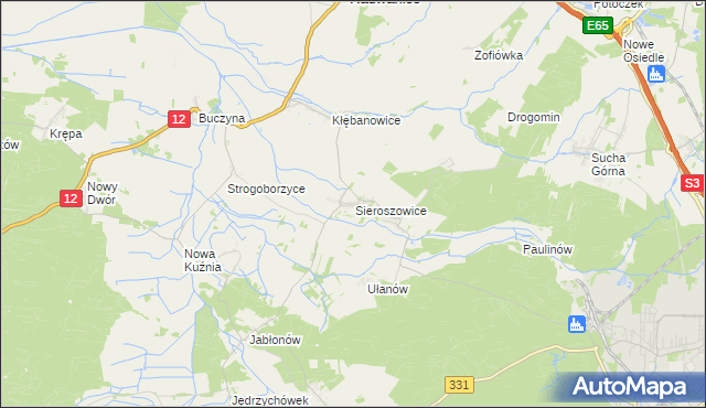 mapa Sieroszowice, Sieroszowice na mapie Targeo