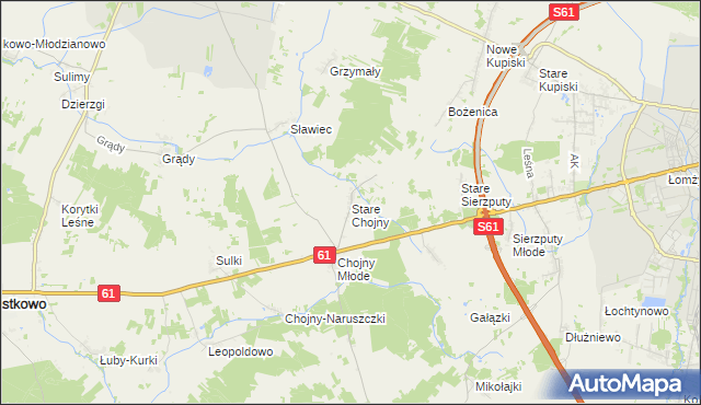 mapa Stare Chojny, Stare Chojny na mapie Targeo