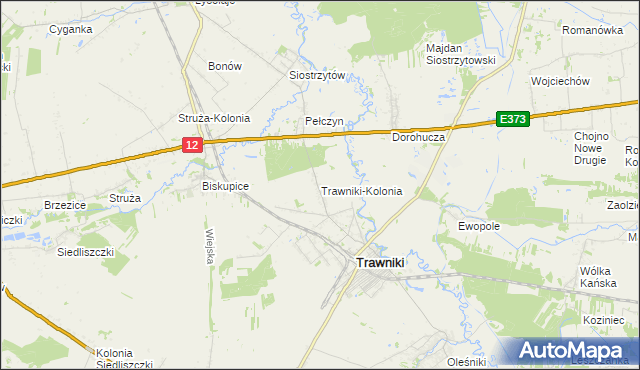 mapa Trawniki-Kolonia, Trawniki-Kolonia na mapie Targeo
