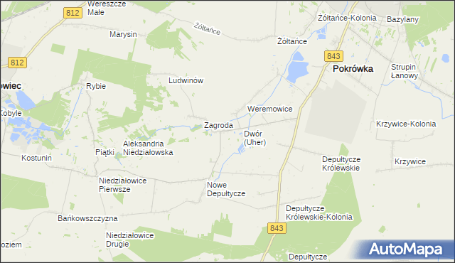 mapa Uher, Uher na mapie Targeo