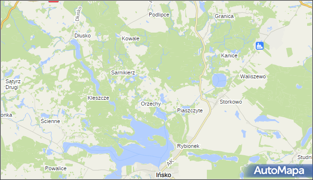mapa Wierzchucice gmina Ińsko, Wierzchucice gmina Ińsko na mapie Targeo