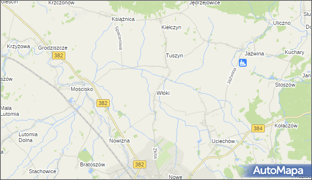 mapa Włóki gmina Dzierżoniów, Włóki gmina Dzierżoniów na mapie Targeo