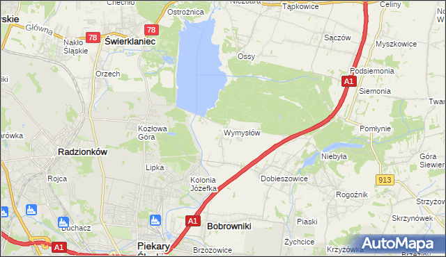 mapa Wymysłów gmina Bobrowniki, Wymysłów gmina Bobrowniki na mapie Targeo