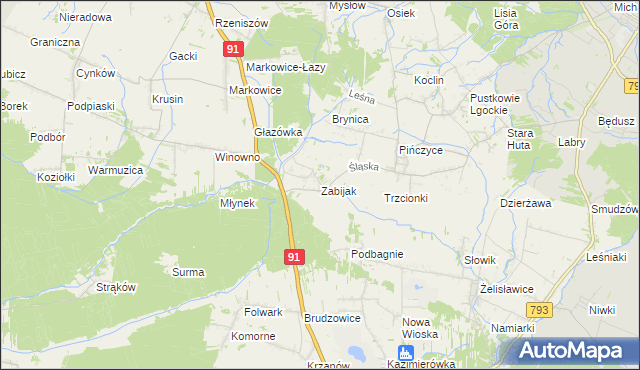 mapa Zabijak gmina Koziegłowy, Zabijak gmina Koziegłowy na mapie Targeo