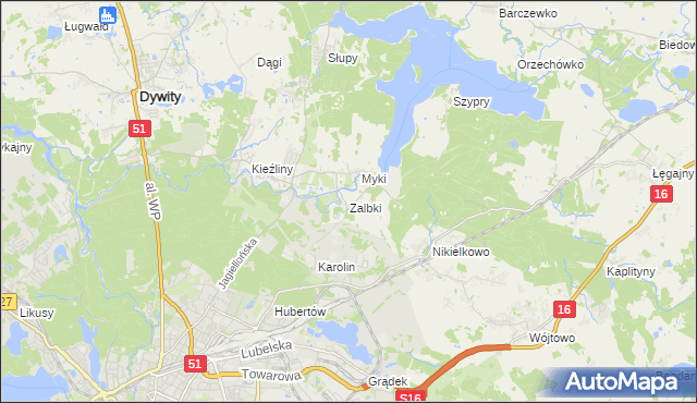 mapa Zalbki, Zalbki na mapie Targeo