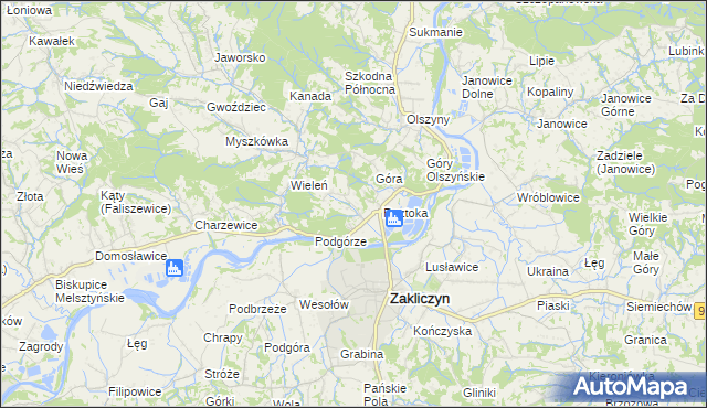 mapa Zawada Lanckorońska, Zawada Lanckorońska na mapie Targeo