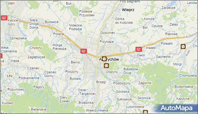 mapa Andrychów, Andrychów na mapie Targeo