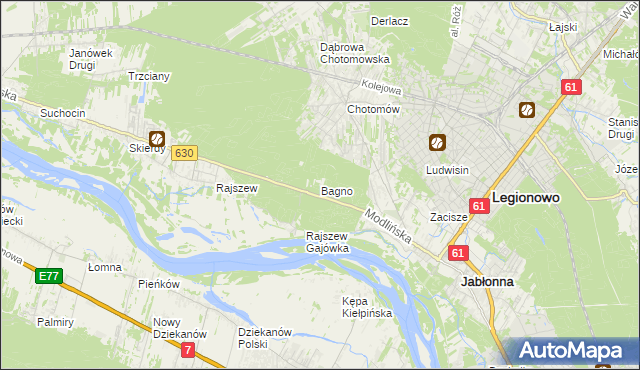 mapa Bagno gmina Jabłonna, Bagno gmina Jabłonna na mapie Targeo