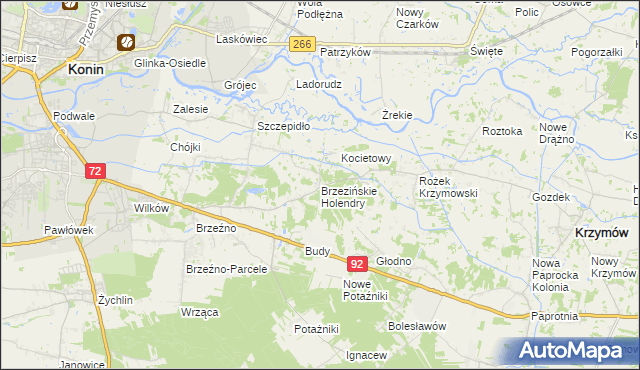 mapa Brzezińskie Holendry, Brzezińskie Holendry na mapie Targeo