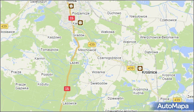 mapa Czarnogoździce, Czarnogoździce na mapie Targeo