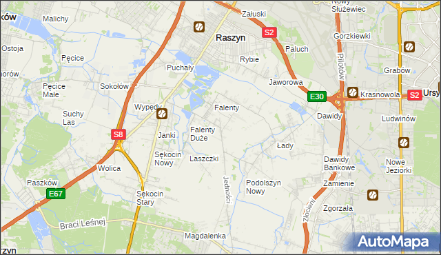 mapa Falenty Nowe, Falenty Nowe na mapie Targeo