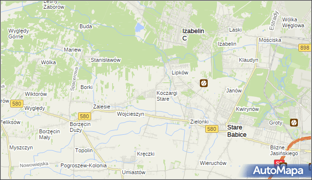 mapa Koczargi Stare, Koczargi Stare na mapie Targeo