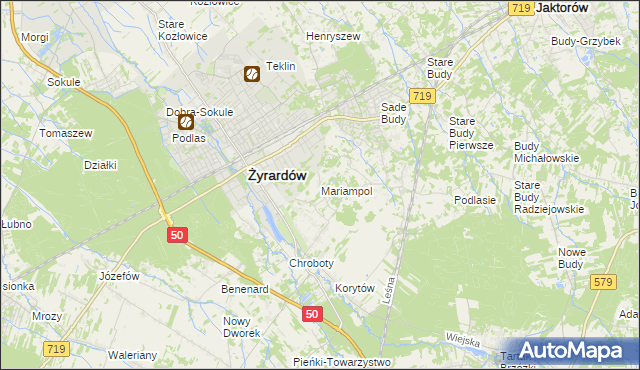 mapa Mariampol gmina Jaktorów, Mariampol gmina Jaktorów na mapie Targeo