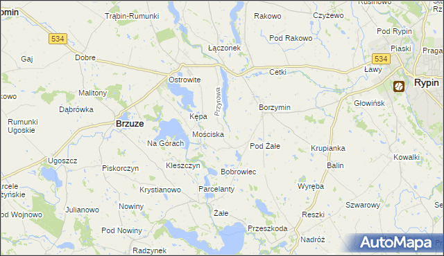 mapa Przyrowa gmina Brzuze, Przyrowa gmina Brzuze na mapie Targeo