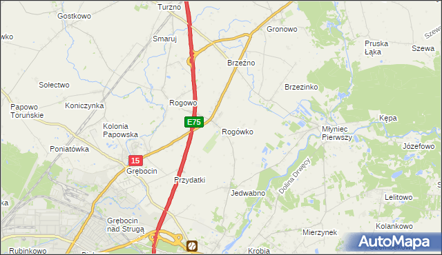 mapa Rogówko gmina Lubicz, Rogówko gmina Lubicz na mapie Targeo