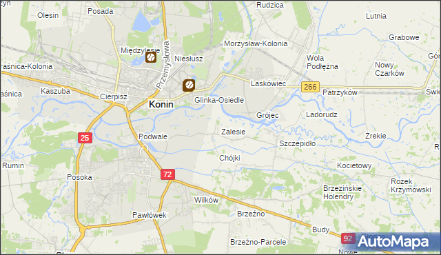 mapa Zalesie gmina Krzymów, Zalesie gmina Krzymów na mapie Targeo