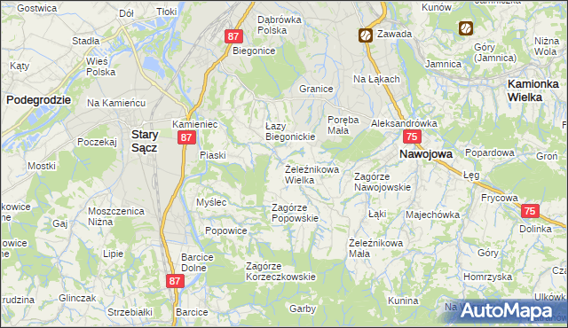 mapa Żeleźnikowa Wielka, Żeleźnikowa Wielka na mapie Targeo