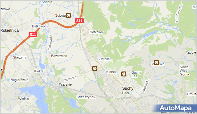mapa Złotniki gmina Suchy Las, Złotniki gmina Suchy Las na mapie Targeo