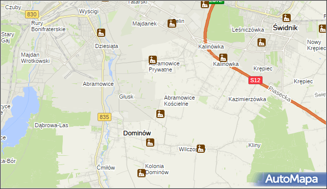 mapa Abramowice Kościelne, Abramowice Kościelne na mapie Targeo