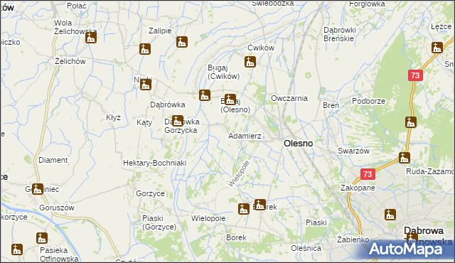 mapa Adamierz gmina Olesno, Adamierz gmina Olesno na mapie Targeo