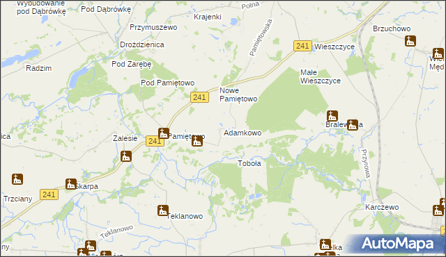 mapa Adamkowo, Adamkowo na mapie Targeo