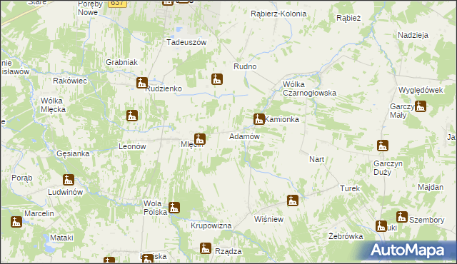 mapa Adamów gmina Dobre, Adamów gmina Dobre na mapie Targeo
