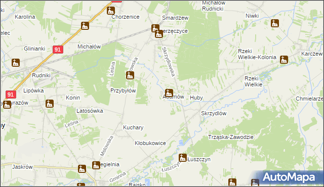 mapa Adamów gmina Kłomnice, Adamów gmina Kłomnice na mapie Targeo