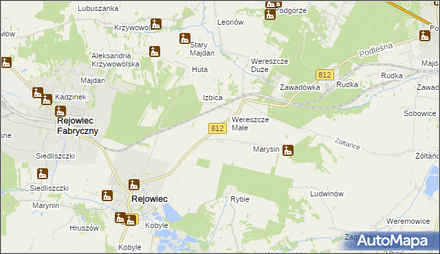 mapa Adamów gmina Rejowiec, Adamów gmina Rejowiec na mapie Targeo