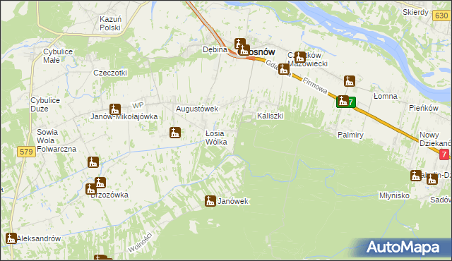 mapa Adamówek gmina Czosnów, Adamówek gmina Czosnów na mapie Targeo