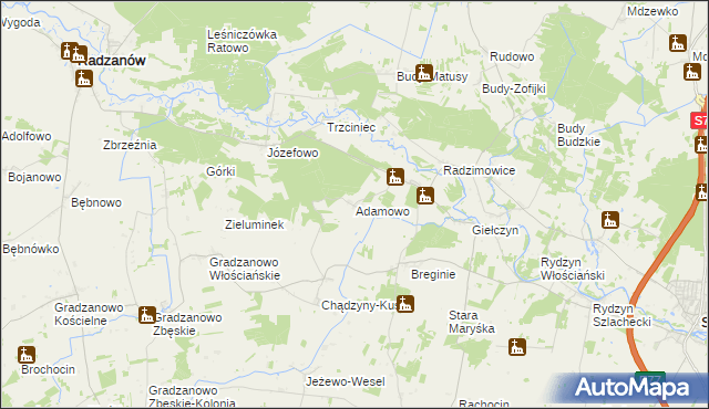 mapa Adamowo gmina Strzegowo, Adamowo gmina Strzegowo na mapie Targeo