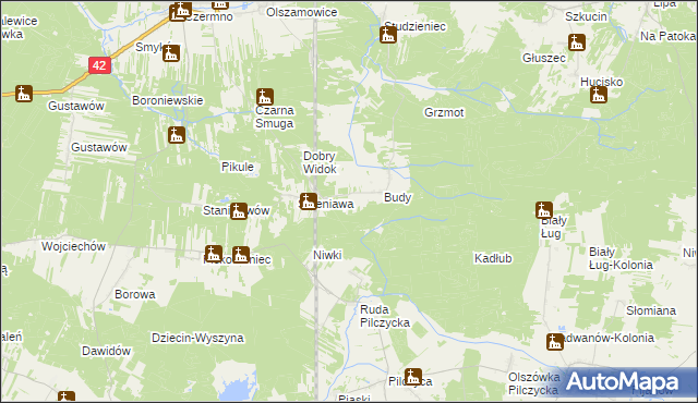 mapa Adelinów gmina Fałków, Adelinów gmina Fałków na mapie Targeo