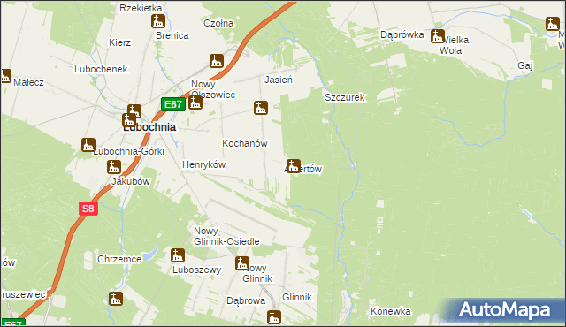 mapa Albertów gmina Lubochnia, Albertów gmina Lubochnia na mapie Targeo