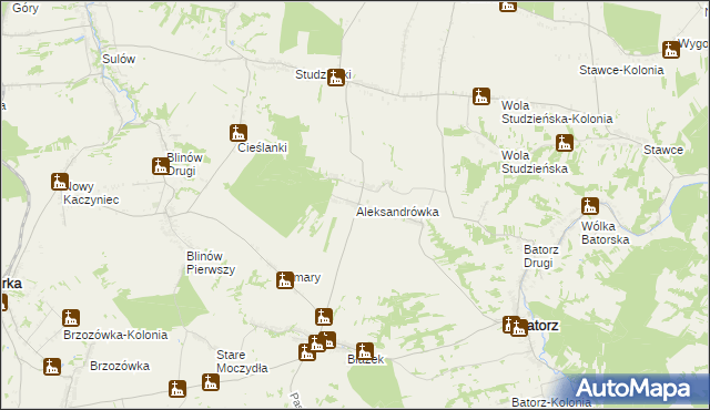 mapa Aleksandrówka gmina Batorz, Aleksandrówka gmina Batorz na mapie Targeo