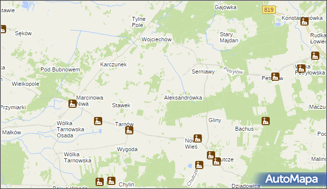 mapa Aleksandrówka gmina Sawin, Aleksandrówka gmina Sawin na mapie Targeo