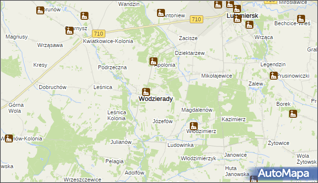 mapa Alfonsów gmina Wodzierady, Alfonsów gmina Wodzierady na mapie Targeo